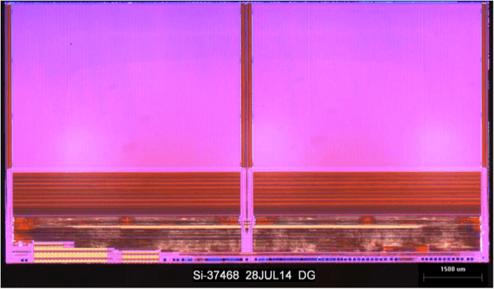 FIGURE 2 – Die photo of Samsung’s 86 Gbit 32-layer 2nd generation V-NAND (courtesy Techinsights).
