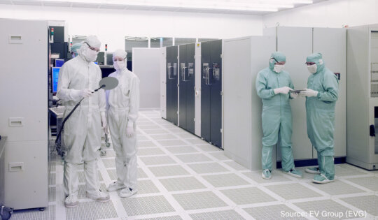 The Heterogeneous Integration Competence Center™ combines EV Group’s world-class wafer bonding, thin-wafer handling, and lithography products and expertise, as well as pilot-line production facilities and services at its state-of-the-art cleanroom facilities (such as the one shown here).