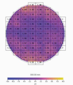 Figure 2: Full wafer topography map generated using an array of optical focus sensors.