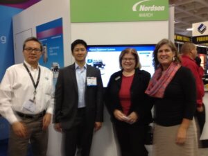 With the Nordson MARCH team: Jack Zhao, Ph.D.; Jonathan Doan; and Roberta Foster-Smith.